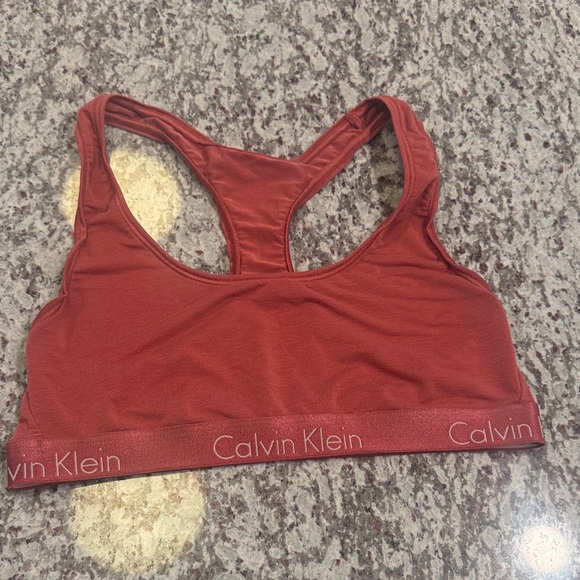 Calvin Klein Racerback Sports Bra - Rust Red - Picture 1 of 7